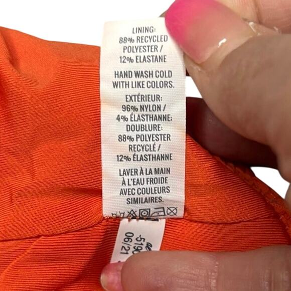 NWT Aerie Orange Ribbed Bikini Top M Scoop Neck Adjustable Tie Straps - Picture 6 of 7
